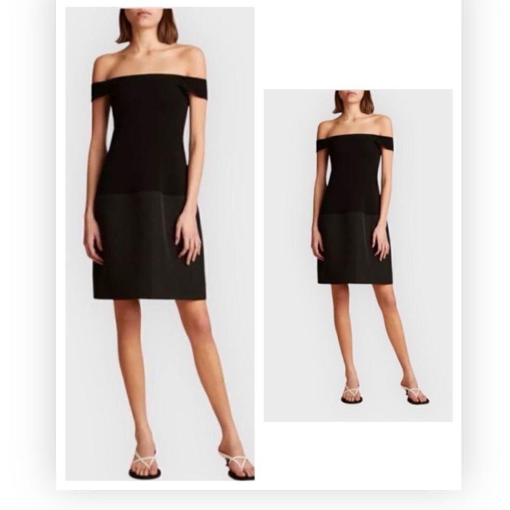 Khaite Moni Black Off-The-Shoulder Mini Dress NWT Size 6 $1120